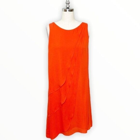 Parker Dresses & Skirts - Parker Orange Silk Tiered Keyhole Swing Dress Medium